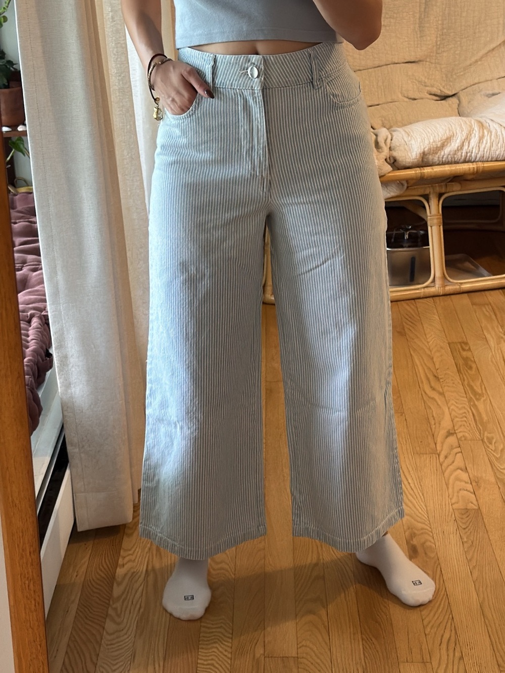 Zara Striped Wide-Leg Women Jeans